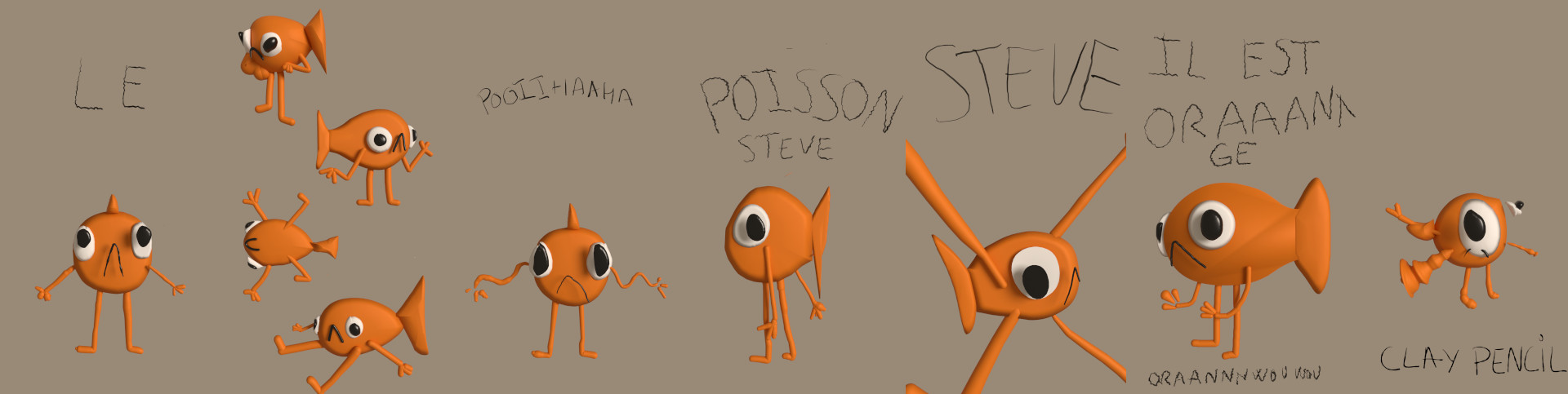 Steve le poisson clay pencil